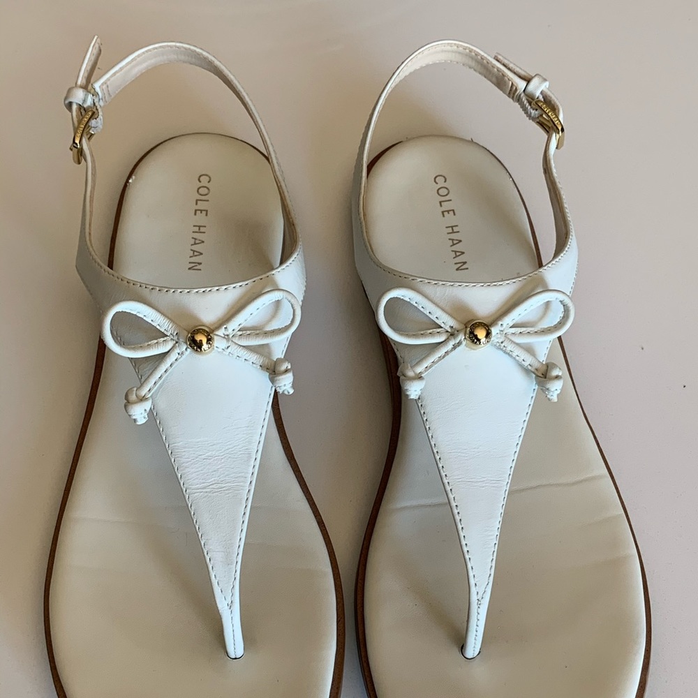 White leather sandals